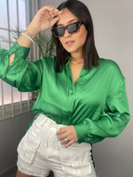 Kelly Green Buttom Blouse