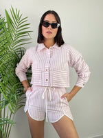 Pink Stripes Crop Shirt