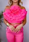 Fuchsia Organza Flower Top