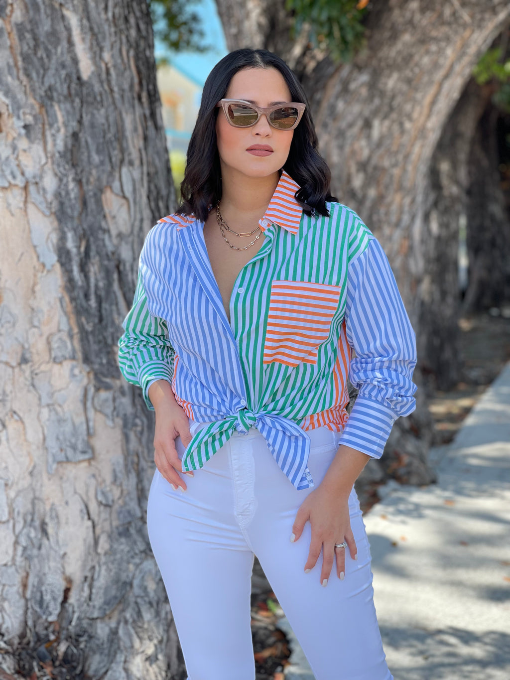 Colorful Stripes Oversized Blouse