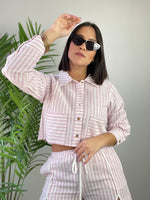 Pink Stripes Crop Shirt