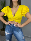 Yellow Ruffles Crop Top