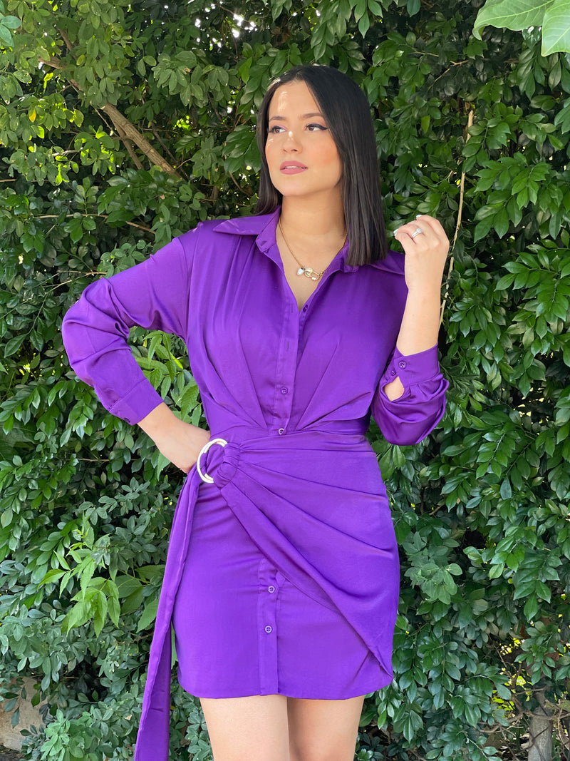 Satin Violet Dress