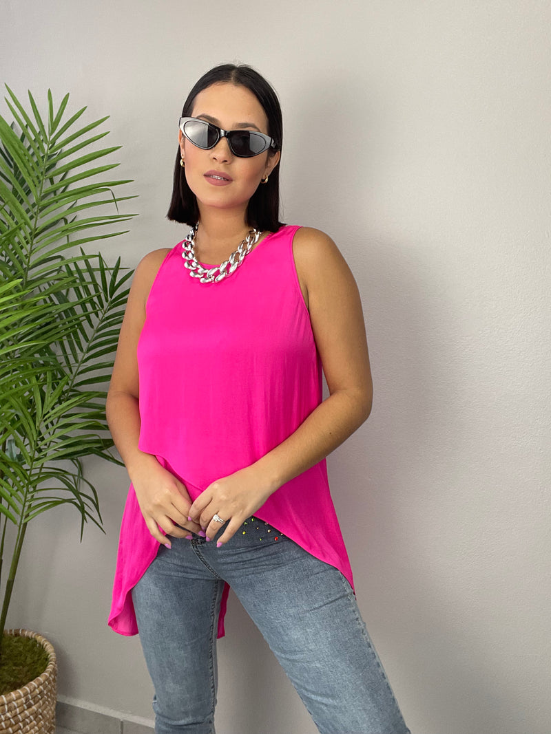 Hot Pink Asimetric Blouse