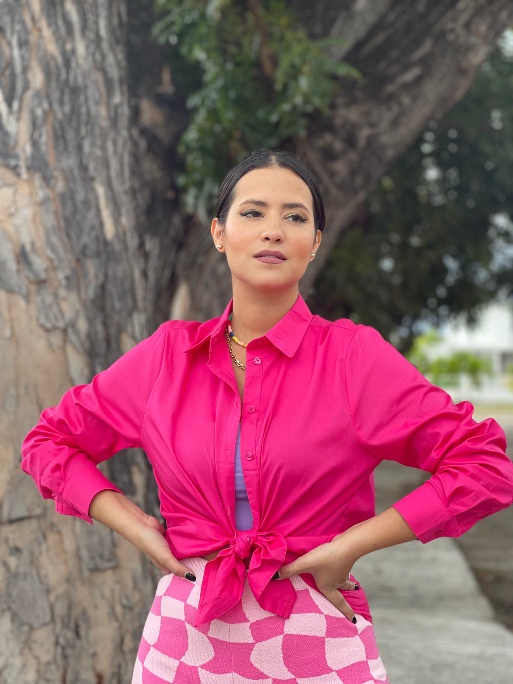 Fuchsia Buttons Blouse