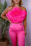 Fuchsia Organza Flower Top