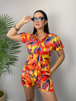 Orange Tropical Romper