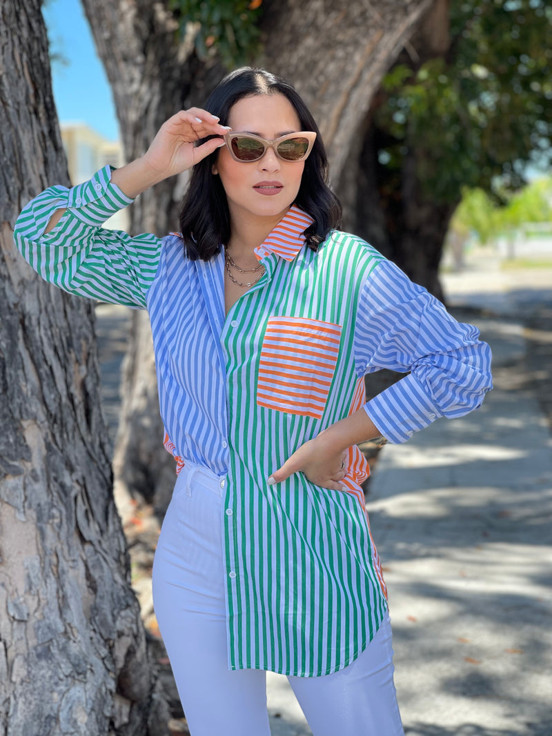 Colorful Stripes Oversized Blouse