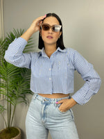 Blue Stripes Crop Shirt