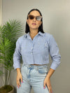 Blue Stripes Crop Shirt