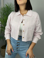 Pink Stripes Crop Shirt