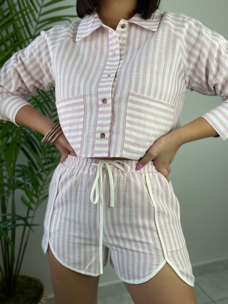 Pink Stripes Short