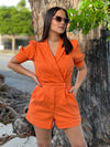 Orange Denim Romper