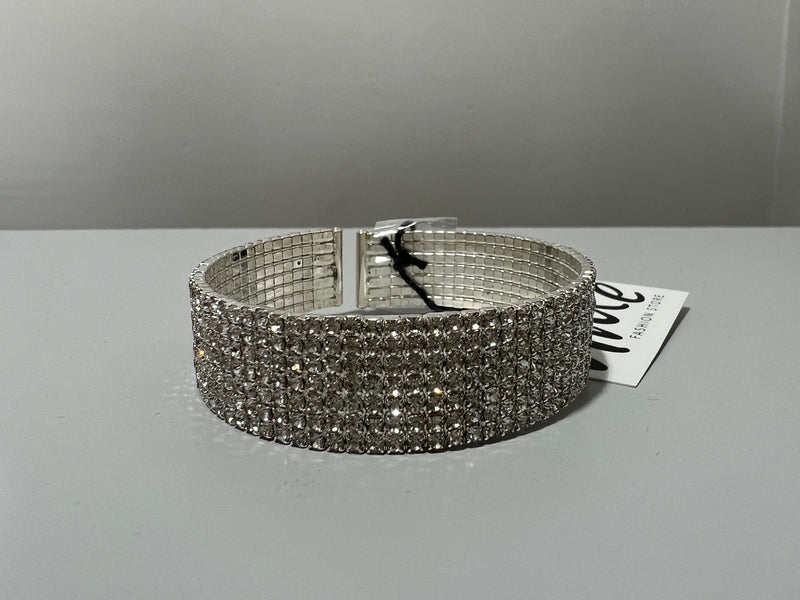 Crystal Silver Cuff Bracelet