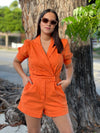 Orange Denim Romper