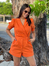 Orange Denim Romper