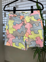 Denim Multicolor Puzzle Short