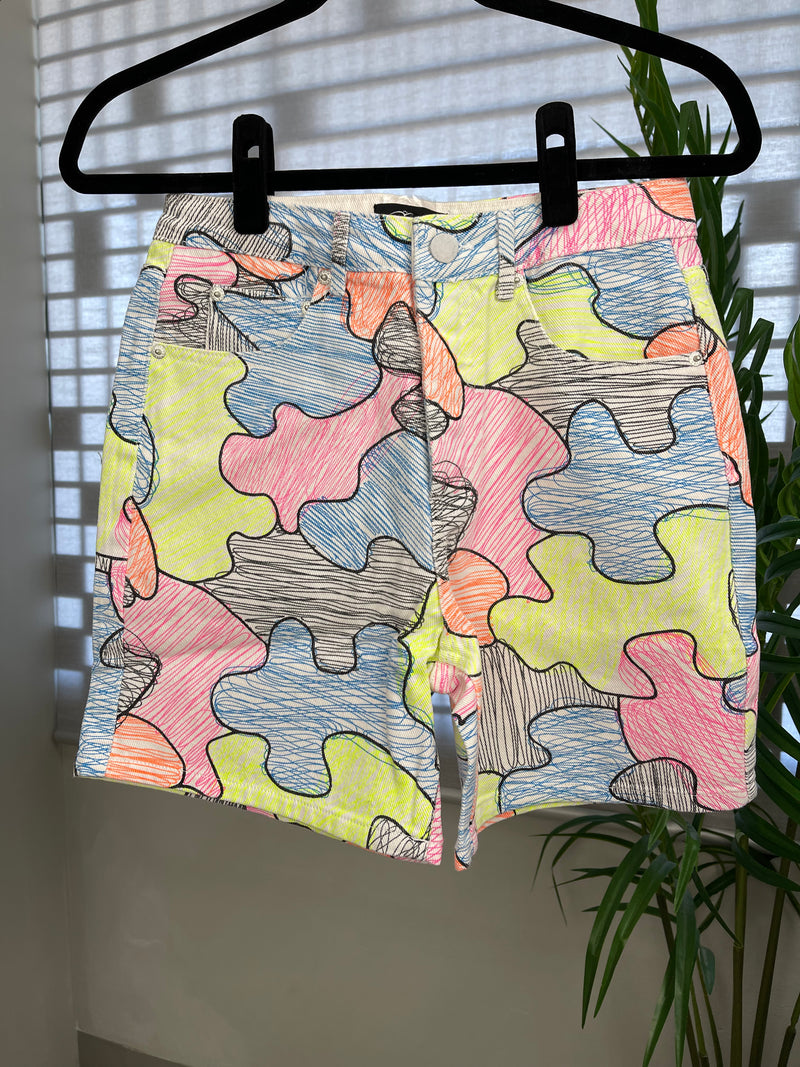 Denim Multicolor Puzzle Short