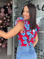 Red & Blue Crop Top