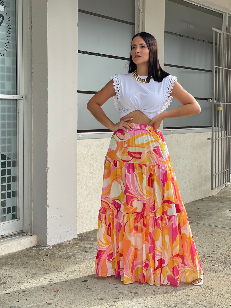 Orange & Pink Swirls Skirt