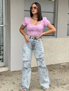 Acid Wash Wide Leg Jean