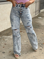 Acid Wash Wide Leg Jean