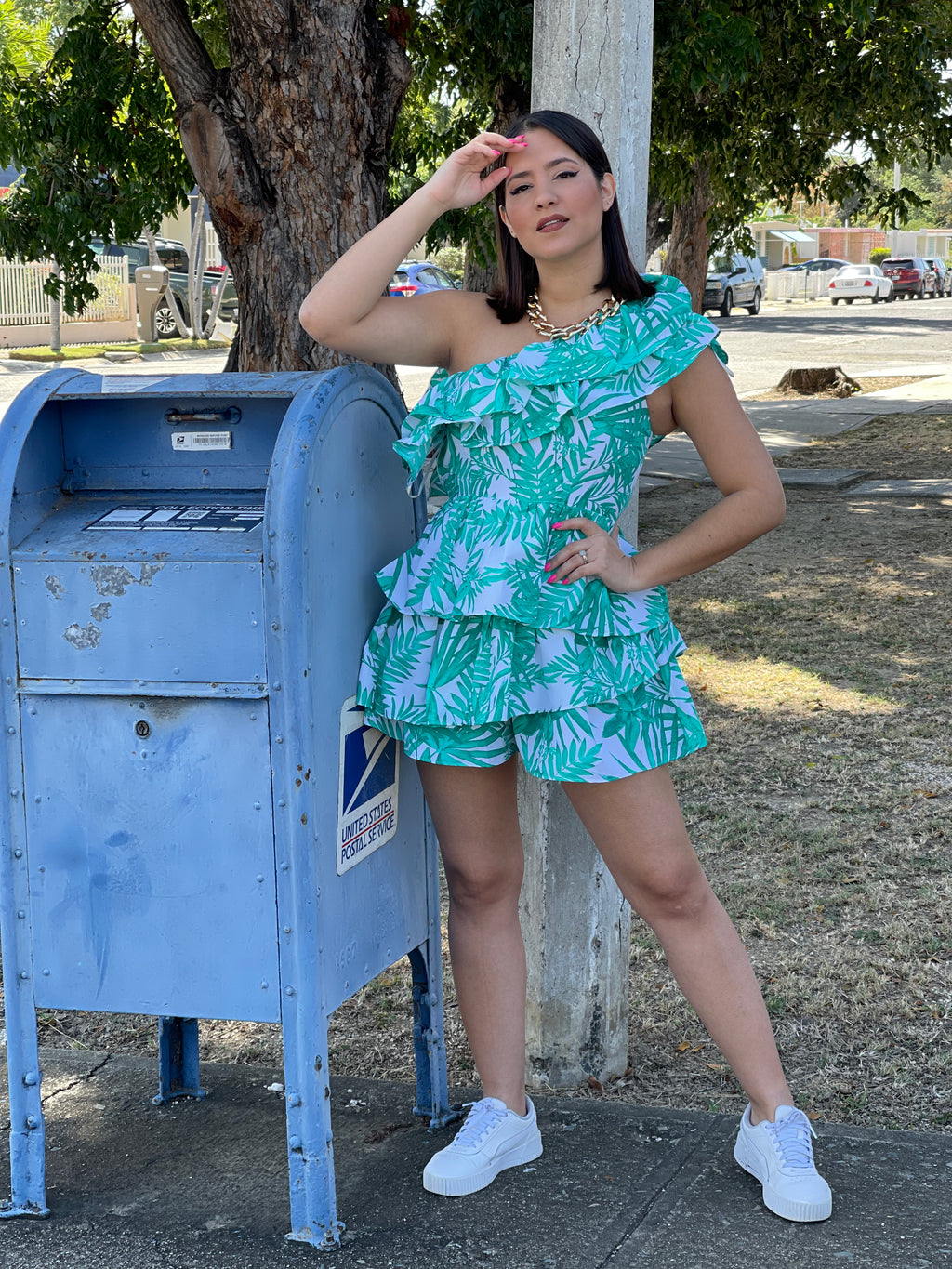 Green Tropical Romper