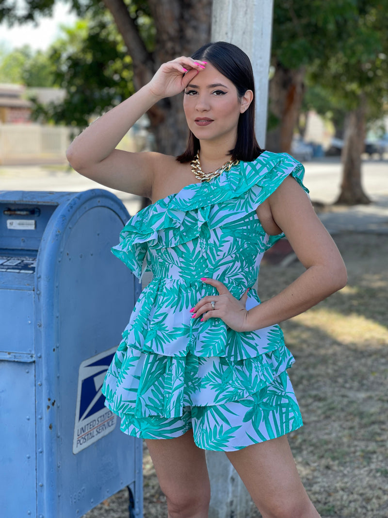 Green Tropical Romper