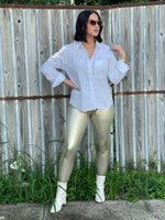 Gold Leather Basic Legging