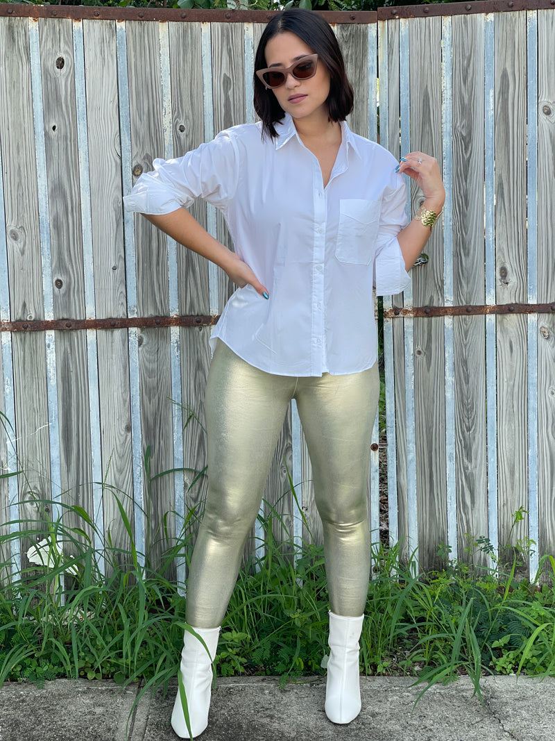 Gold Leather Basic Legging