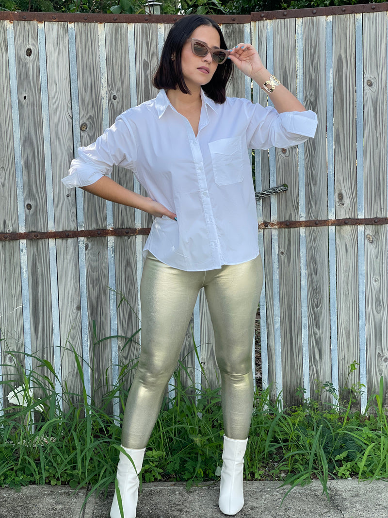 Gold Leather Basic Legging