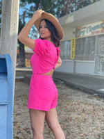 Neon Pink Puffy Romper