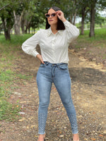 Blue Rhinestones Skinny Jean