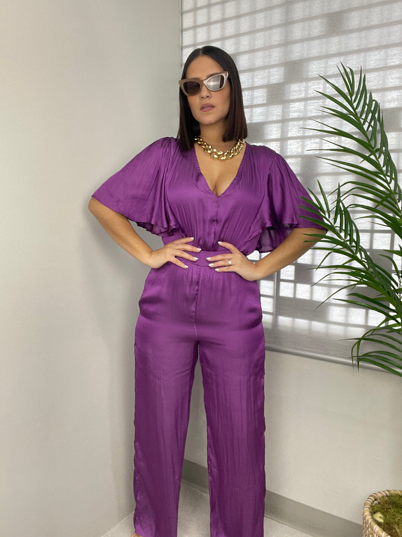 Purple Satin Jumpsuit