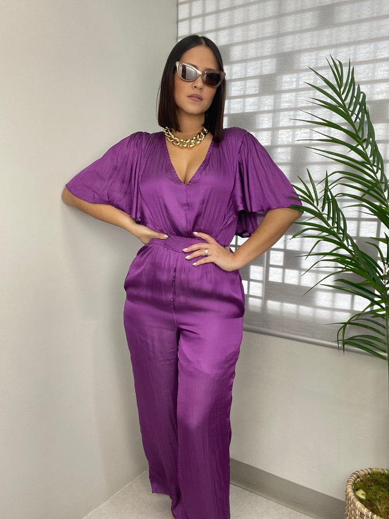 Purple Satin Jumpsuit