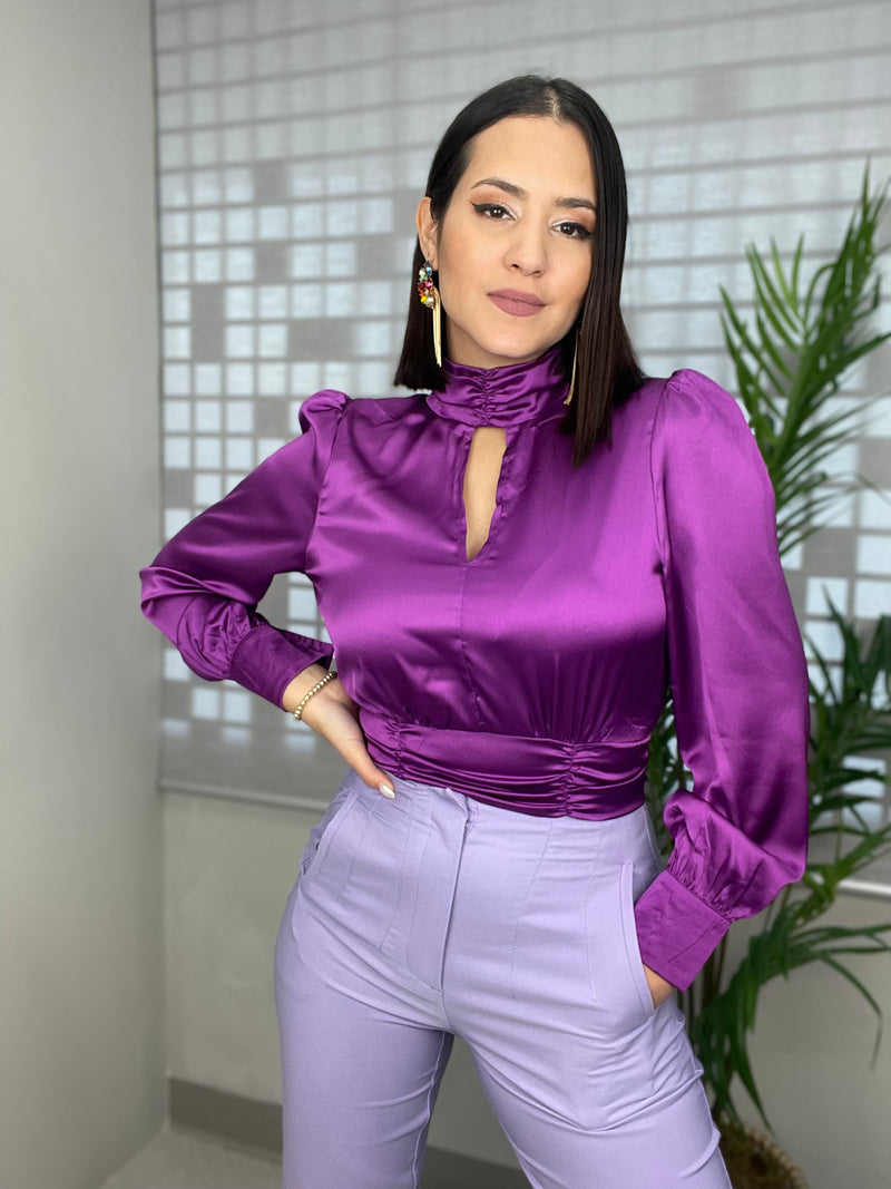 Violet Satin Top