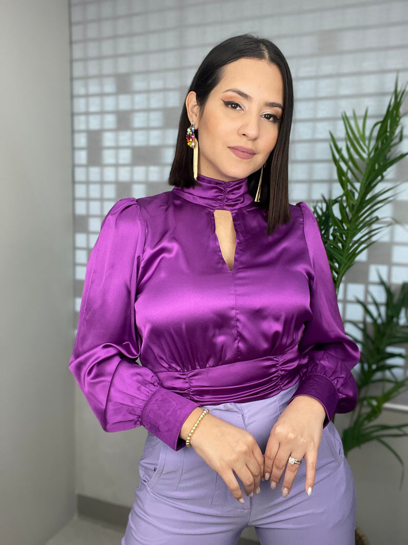 Violet Satin Top