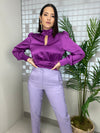 Violet Satin Top