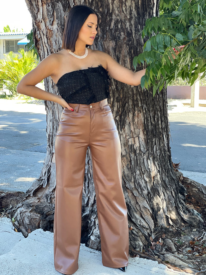 Strapless Tweed Black Top