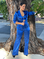 Metallic Blue Blazer Set