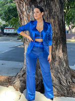 Metallic Blue Blazer Set