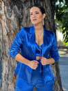 Metallic Blue Blazer Set