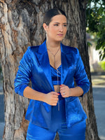 Metallic Blue Blazer Set