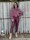 Wine Leather Legging