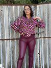 Wine Leather Legging