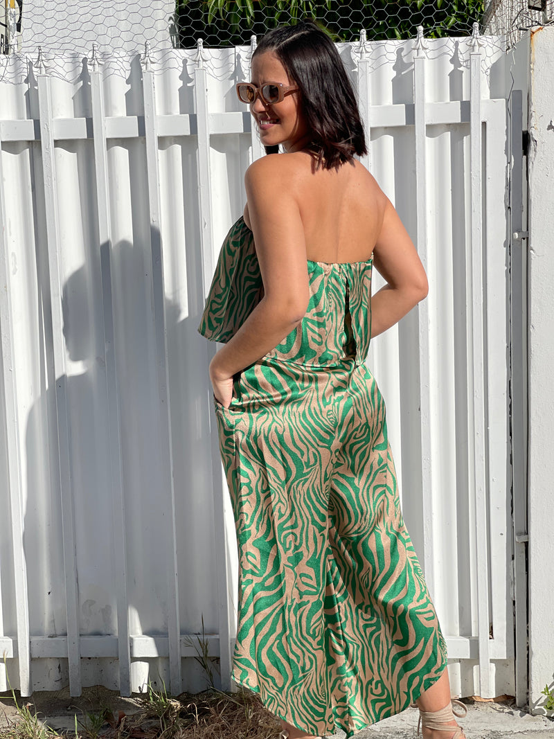 Strapless Zebra Print Jumpsuit