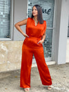 Rust Satin Jumpsuit