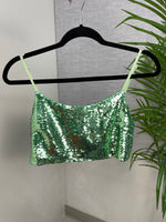 Green Sequins Crop Top