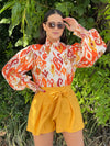 Orange Long Sleeve Blouse