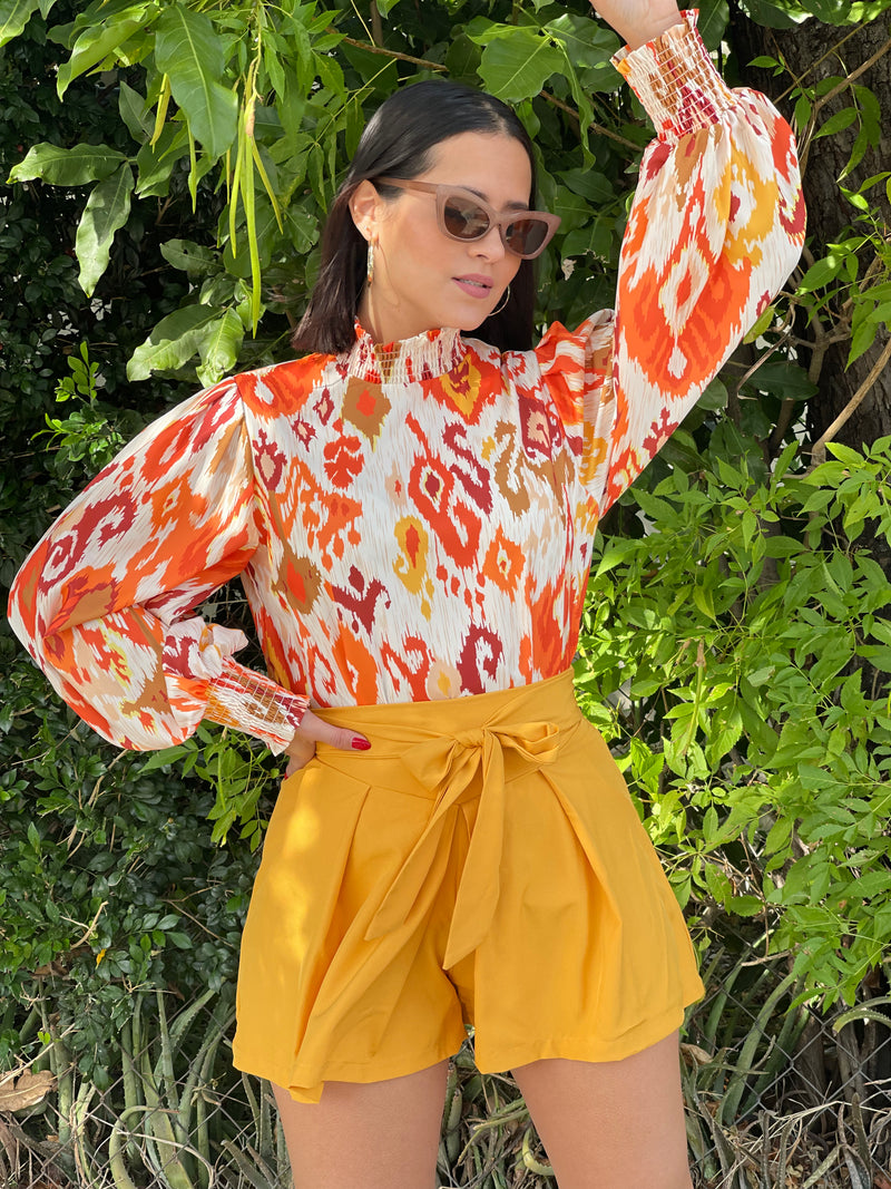 Orange Long Sleeve Blouse